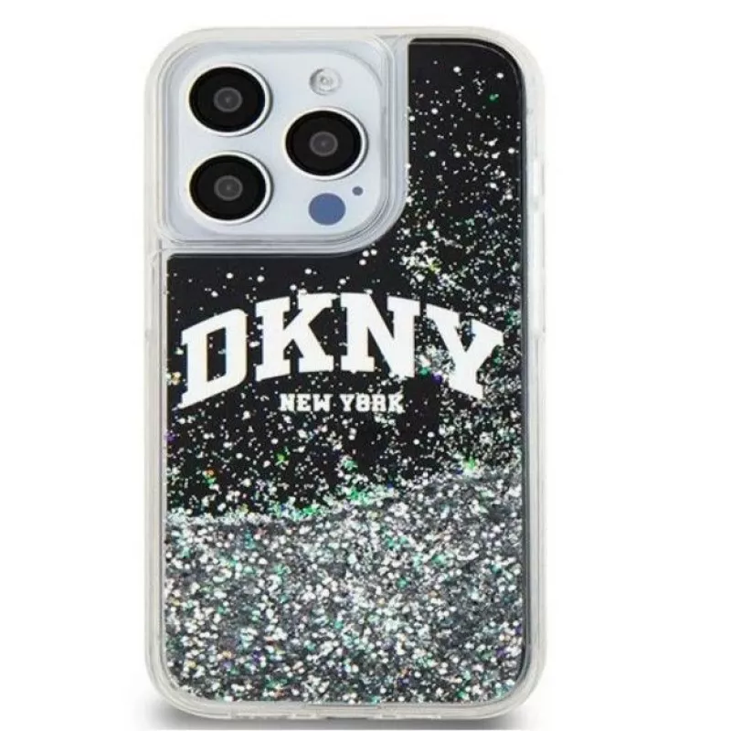 DKNY Apple iPhone 15 Pro 6,1 inch hardcase Liquid Glitter Big Logo zwart