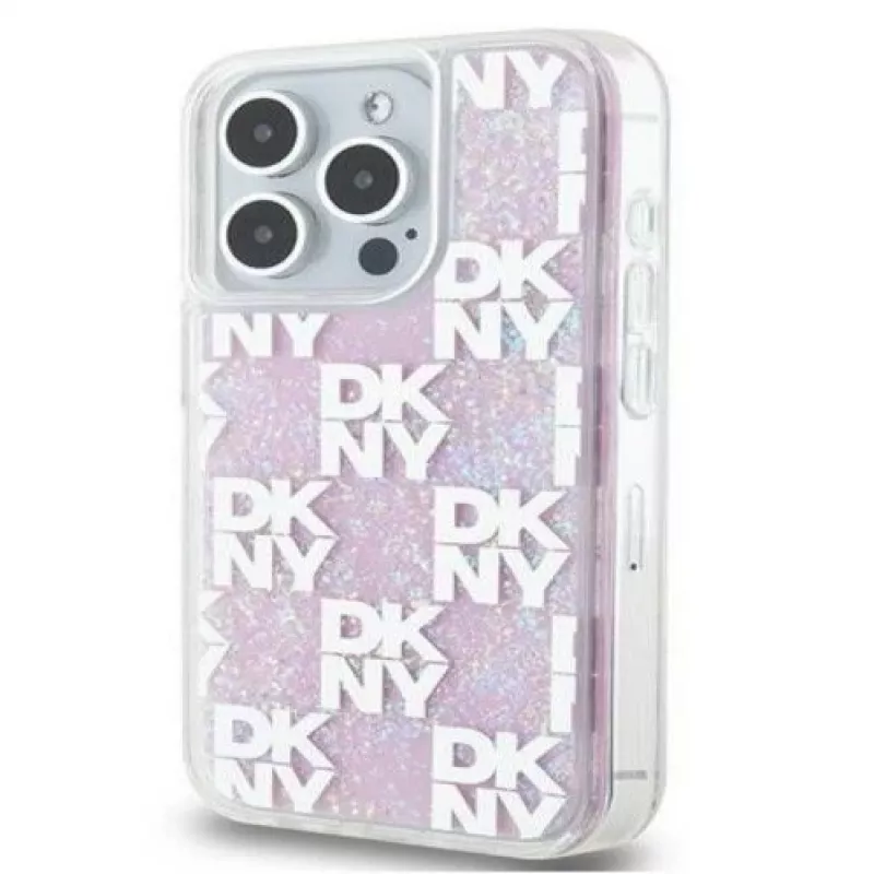 DKNY Apple iPhone 15 Pro 6,1 inch hardcase Liquid Glitter Multilogo roze