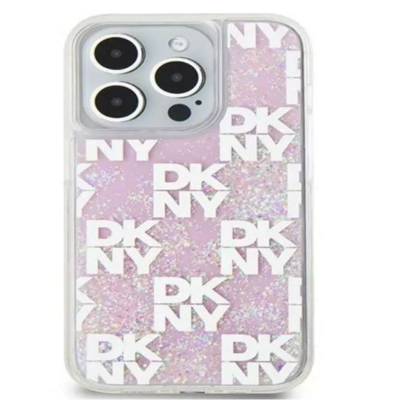 DKNY Apple iPhone 15 Pro Max 6,7 inch hardcase Liquid Glitter Multilogo roze