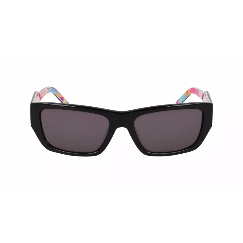 DKNY DK545S-002 dames rechthoekige zonnebril - zwart montuur grijs verloopglas 56mm