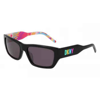 DKNY DK545S-002 dames rechthoekige zonnebril - zwart montuur grijs verloopglas 56mm