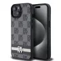 DKNY leren case met geruit monogram-patroon en bedrukte strepen voor iPhone 15/14/13 - zwart