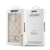 DKNY leren case met geruit Mono-patroon en bedrukte strepen voor iPhone 15 Pro Max - roze