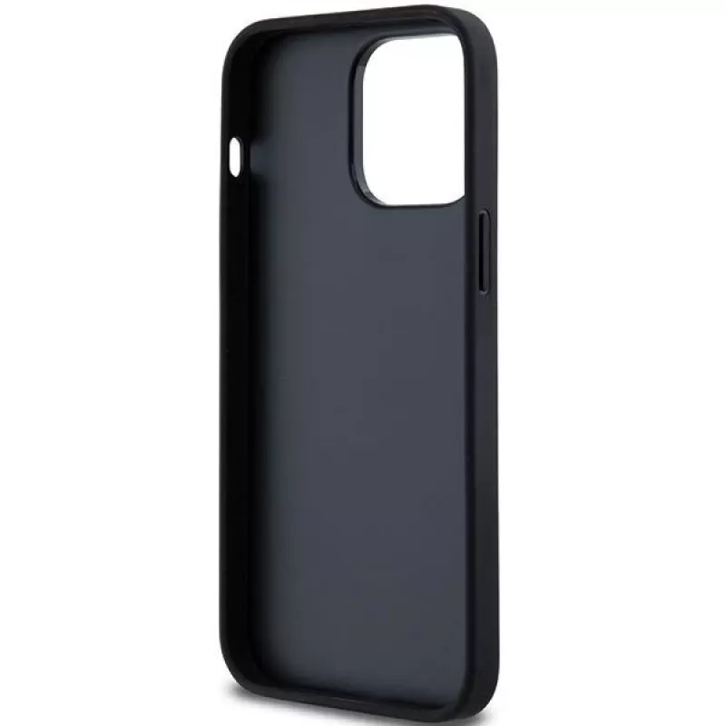 DKNY leren Mono Stripe & metaallogo hoesje voor iPhone 14 Pro Max - zwart