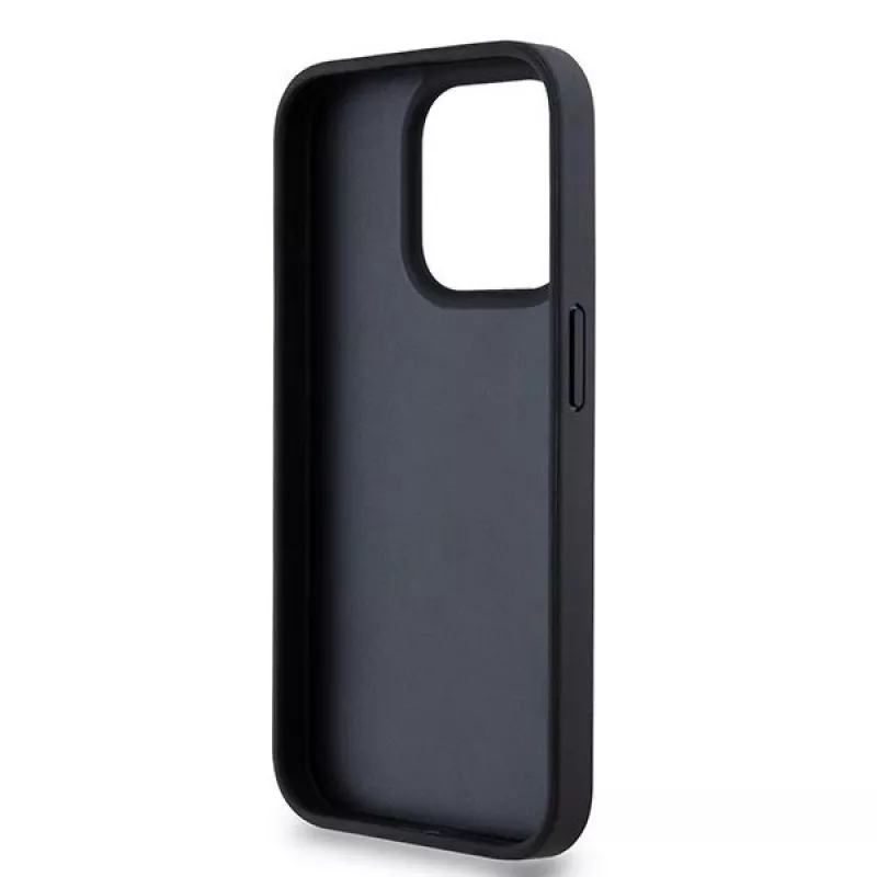 DKNY leren Mono Stripe & metaallogo hoesje voor iPhone 15 Pro - zwart