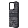 DKNY leren Mono Stripe & metaallogo hoesje voor iPhone 15 Pro - zwart