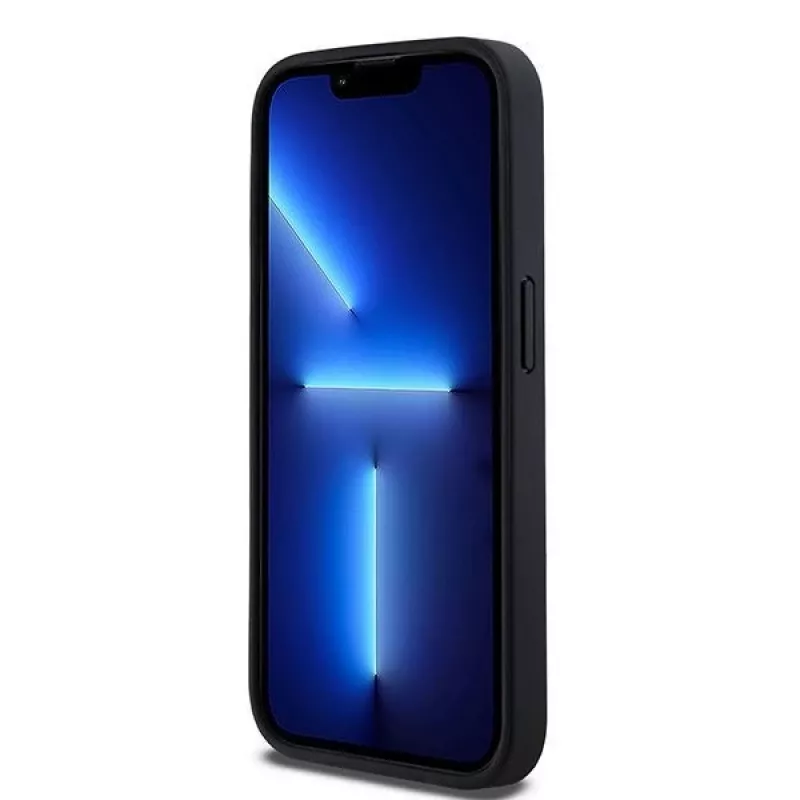 DKNY leren Mono Stripe & metaallogo hoesje voor iPhone 15 Pro - zwart