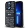 DKNY leren Mono Stripe & metaallogo hoesje voor iPhone 15 Pro - zwart