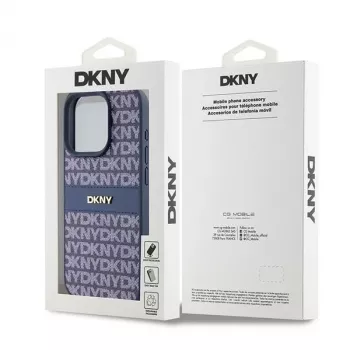 DKNY Leren Mono Stripe & Metalen Logo Hoes voor iPhone 15 Pro - Blauw