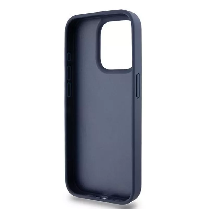 DKNY Leren Mono Stripe & Metalen Logo Hoes voor iPhone 15 Pro - Blauw