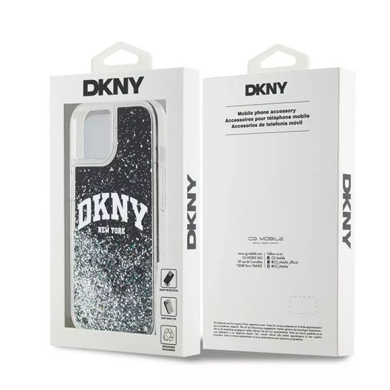 DKNY Liquid Glitter Big Logo iPhone 14/15/13 Hoes - Zwart