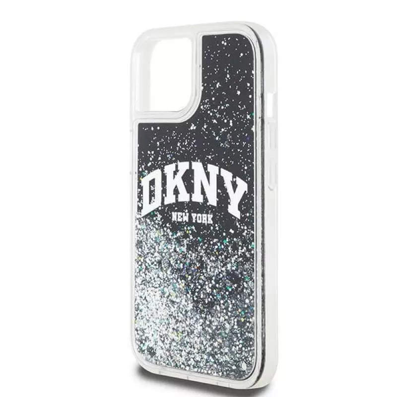 DKNY Liquid Glitter Big Logo iPhone 14/15/13 Hoes - Zwart