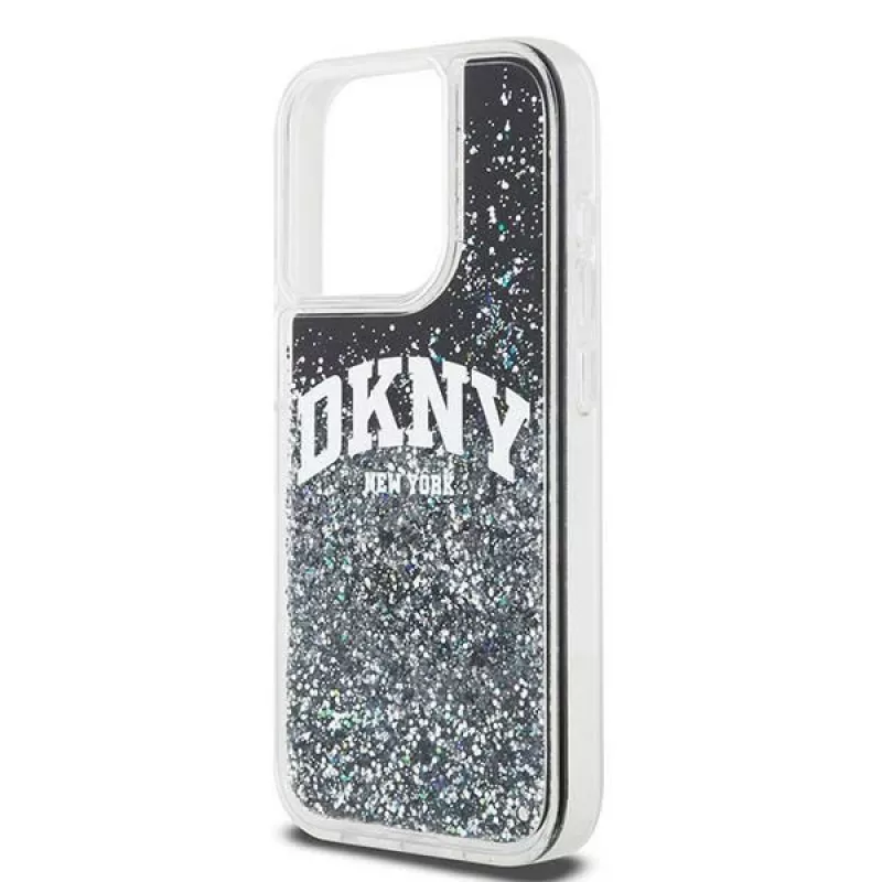 DKNY Liquid Glitter Big Logo iPhone 14 Pro hoesje - zwart