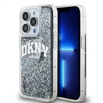 DKNY Liquid Glitter Big Logo iPhone 14 Pro hoesje - zwart