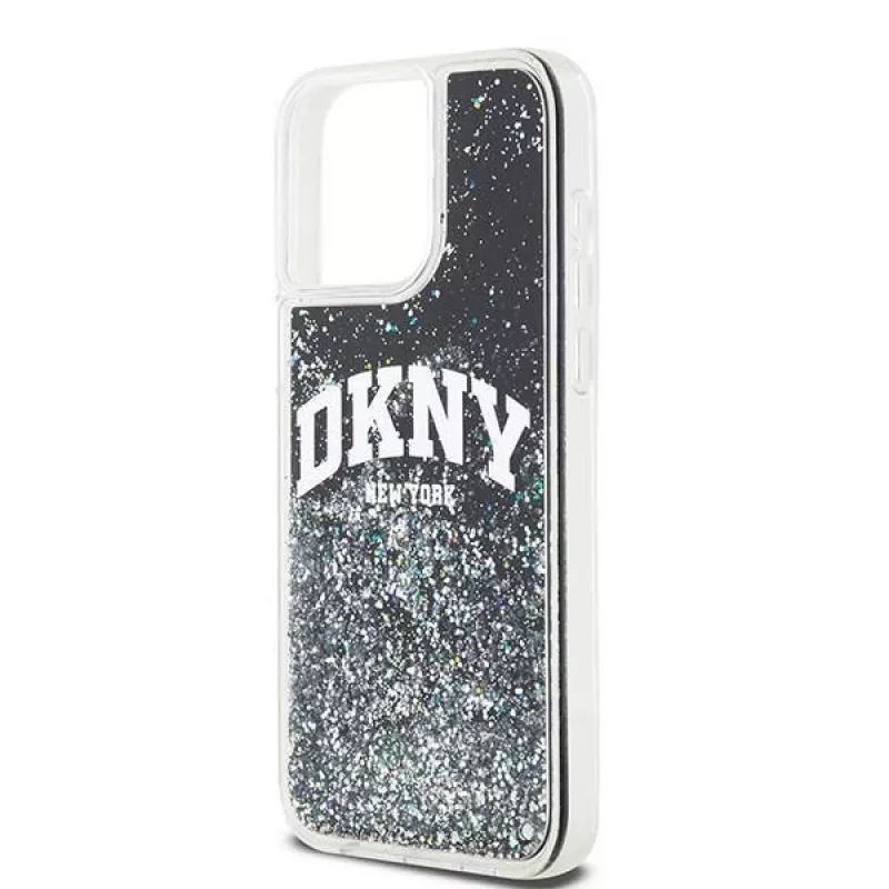 DKNY Liquid Glitter Big Logo iPhone 14 Pro Max hoesje - zwart