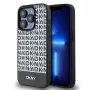 DKNY PU-lederen case met repeat-patroon en onderste streep voor iPhone 14 Pro Max - zwart