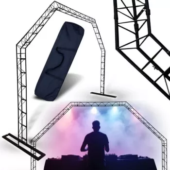 DNA PROFESSIONAL DNA DJ GATE Draagbaar Licht-Truss Systeem, Staal, Zwart, 60 kg Draagvermogen, 1500-3000 mm Hoogte