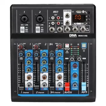 DNA Professional DNA MIX 4 EQ 4-kanaals analoge audiomixer met USB, MP3, Bluetooth