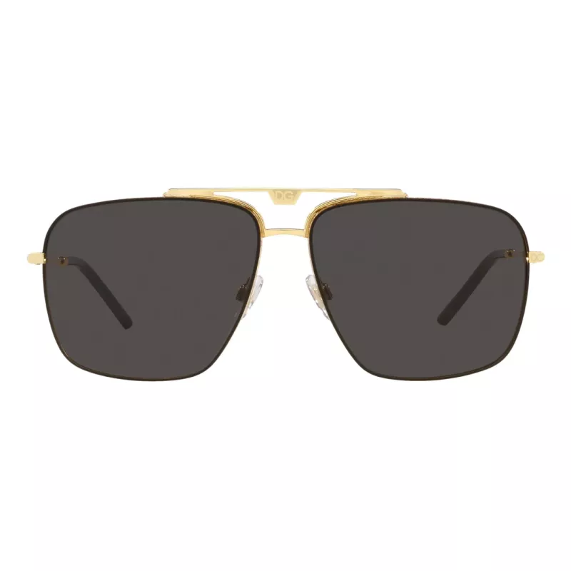 Dolce & Gabbana DG2264-02-87 zonnebril heren goud montuur grijs glazen pilot 61mm