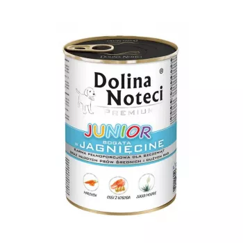 Dolina Noteci Premium Junior Rijk aan lam natvoer voor puppy's van middelgrote en grote rassen, 400g blik