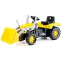 DOLU pedaaltractor met voorlader en aanhanger, geel (8051)