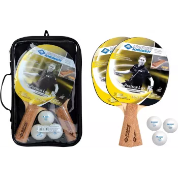 Donic Schildkröt 788490 tafeltennisbat-set, 2 houten batjes, zwarte rubber, beginners level 100