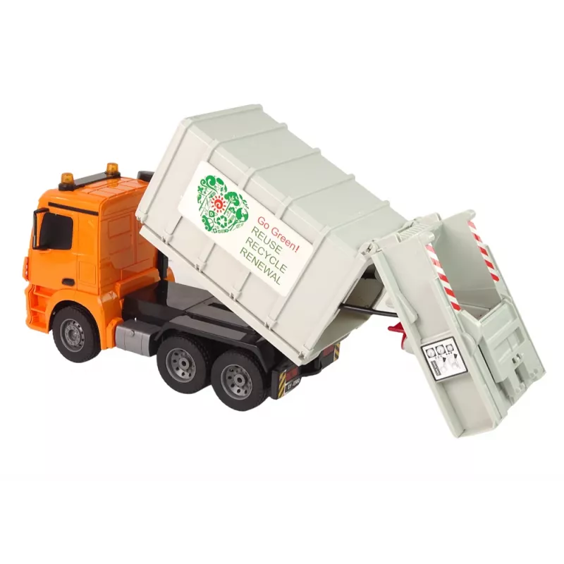 Double E Op afstand bestuurde vuilniswagen Mercedes-Benz Antos Oranje container 12898