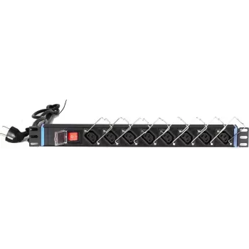 DSIT DS-8PDU-C13 power distribution unit – 1U rackmount PDU, 8x IEC C13 uitgangen, 10A 250V, 2m kabel, zwart