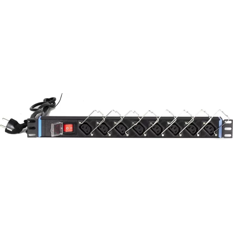 DSIT DS-8PDU-C13 19" 1U stroomverdeler (PDU), 8x C13-uitgangen, 1,8 m kabel, zwart