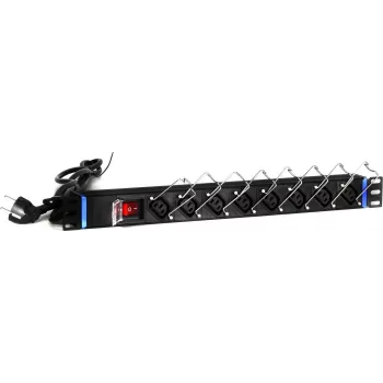 DSIT DS-8PDU-C13 power distribution unit – 1U rackmount PDU, 8x IEC C13 uitgangen, 10A 250V, 2m kabel, zwart