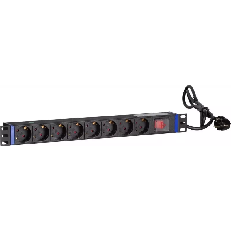 DSIT DS-8PDU-S 19-inch stekkerdoos voor rack met schakelaar, 8 uitgangen