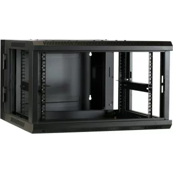 DSIT DS6606-DOUBLE 6U wandmontage-serverkast met omkeerbare glazen deur, 600x600x368 mm, zwart