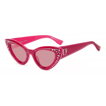 DSQUARED2 dames zonnebril D20092NSMU1 - hoekig acetaat montuur, UV400-bescherming, 51 mm glas