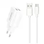 Dudao EU-voeding 2x USB 5V / 2,4A + USB Type-C-kabel wit (A2EU + Type-C wit) wit
