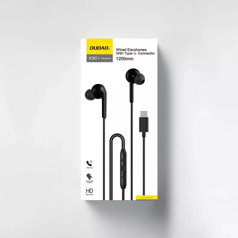 DUDAO Hi-Fi X3C+ bedrade in-ear-koptelefoon met microfoon, 1,2 m, zwart