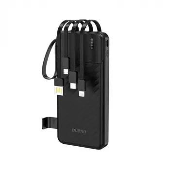 Dudao K11 10000mAh powerbank met geïntegreerde kabels zwart