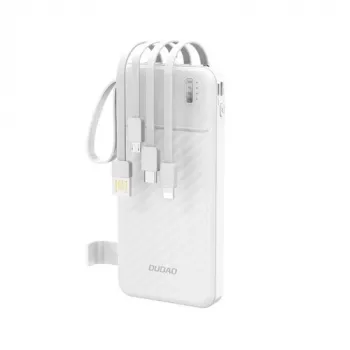 Dudao K11 10000mAh powerbank met geïntegreerde kabels wit