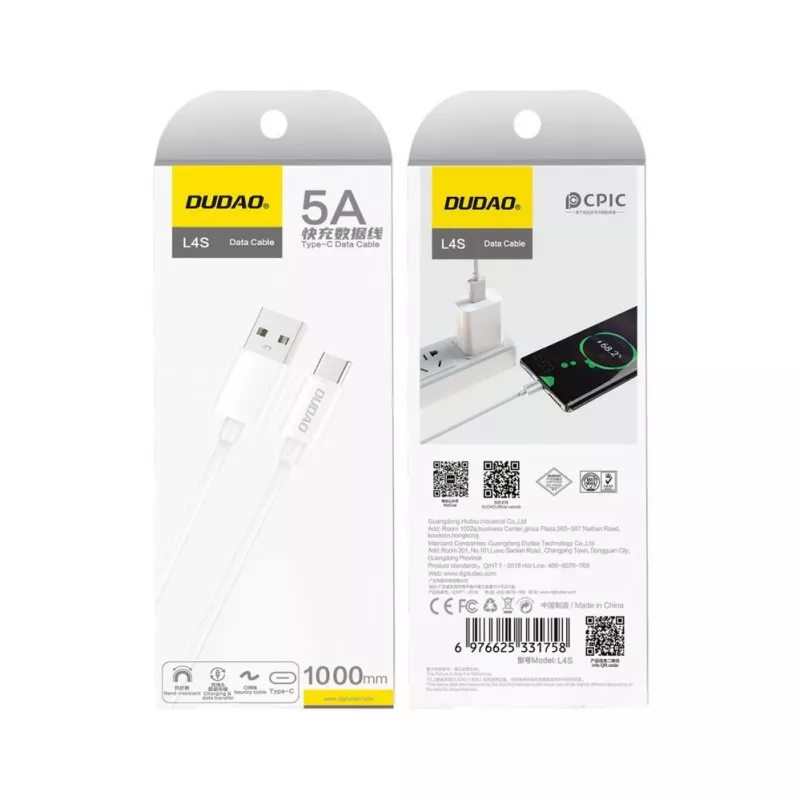 Dudao USB-A naar USB-C kabel 1m zwart