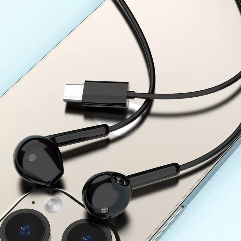Dudao X3C in-ear bedrade USB-C hoofdtelefoon 1,2m - zwart