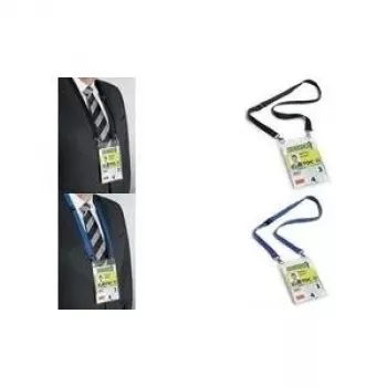 DURABLE 20 DUO A6 naambordjeshouder met textielband, transparant, 10-pack 852507