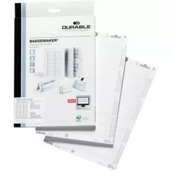 DURABLE BADGEMAKER® inlegvellen 60 x 30 mm, wit, 200 etiketten (A4, 20 vellen) 145102