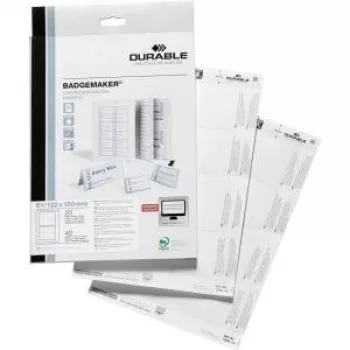 DURABLE BADGEMAKER® inlegvellen 61 x 150 mm, wit, 20/pak 145902