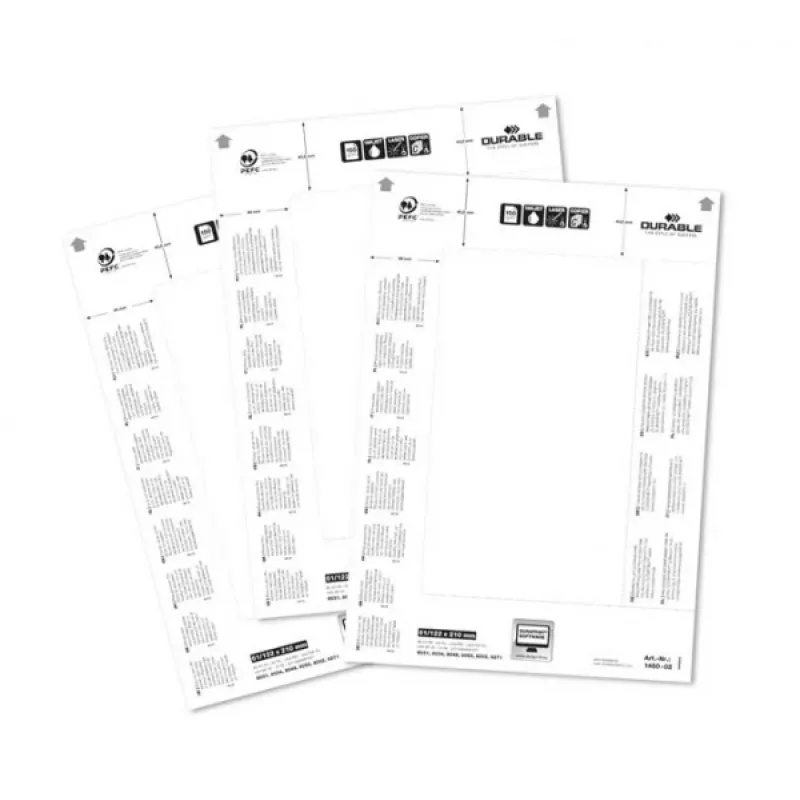 DURABLE BADGEMAKER® inleglabels 61 x 210 mm, 100 stuks, wit karton, laser/inkjet 146002