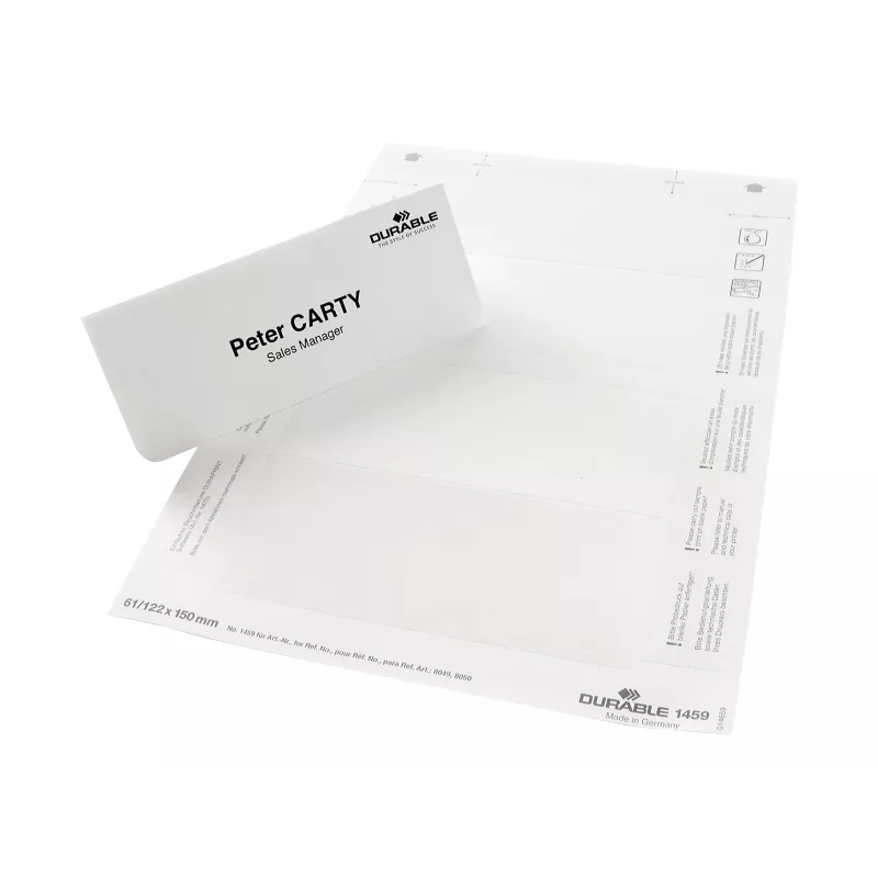 DURABLE BADGEMAKER® inleglabels 61 x 210 mm, 100 stuks, wit karton, laser/inkjet 146002