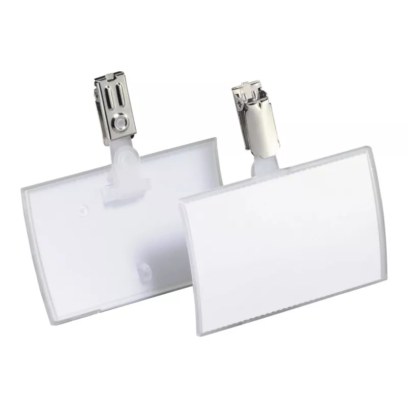 DURABLE CLICK FOLD naamkaartje met clip, 90x54 mm inlegvel, transparant, 25-pack 821619