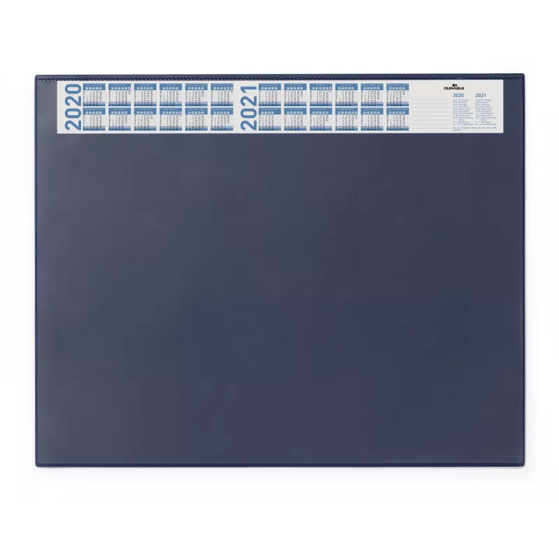 DURABLE bureaubladonderlegger met geïntegreerde kalender, transparante volledige afdekking, 65x52 cm, donkerblauw