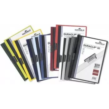 DURABLE DURACLIP 30 A4 PVC klemhechter, 30 vel capaciteit, zwart/groen/transparant, 3-pack 220032