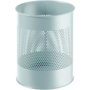 DURABLE metalen afvalemmer 15L rond geperforeerd zwart 331010