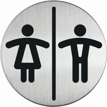 DURABLE PICTO WC unisex-WC-bordje, rond, zilver, zelfklevend, 83 mm, 1 stuk 492023