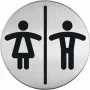 DURABLE PICTO WC unisex-WC-bordje, rond, zilver, zelfklevend, 83 mm, 1 stuk 492023